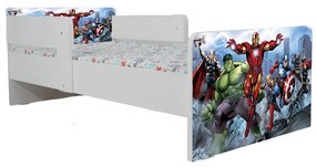 Pat Copii Avengers 2 2-12 ani Cu Paravane Dubla Protectie si Cu Saltea SafeNest 160x80 Cm  Ptv6943