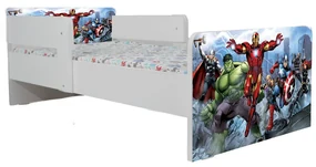 Pat Copii Avengers 2 2-12 ani Cu Paravane Dubla Protectie si Cu Saltea SafeNest 160x80 Cm  Ptv6943