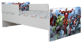 Pat Copii Avengers 2 2-12 ani Cu Paravane Dubla Protectie si Cu Saltea Inclusa 160x80 Cm  Ptv6943