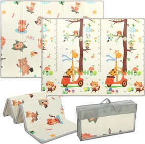 AIYAPLAY Covoraș de joacă pentru copii 200x150x1,5 cm, tematică pădure, pliabil, reversibil, din XPE, 0-3 ani, multicolor | Aosom Romania