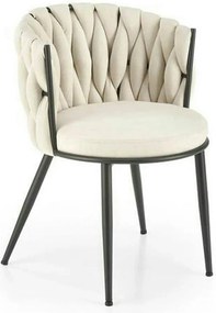 Scaun dining modern K516, bej/negru, stofa clasica/otel, 57x60x79 cm