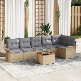 Set de Canapele de Grădină vidaXL cu Perne Bej Ratan Poli Acacia