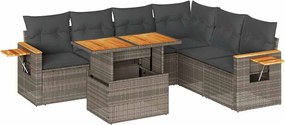 vidaXL Set canapele grădină cu perne 7 piese gri poliratan/lemn acacia