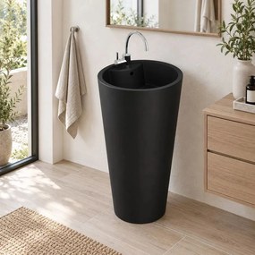 Lavoar freestanding Rune Jera rotund 40 cm negru mat