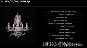 Lustra cu 5 brate, cristal Bohemia L11 009/05/1-A