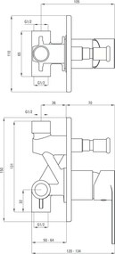 🚿 Baterie duș încastrată ALPINIA, cu comutator, finisaj cromat – Cod BGA_044P
