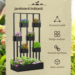 Outsunny Jardiniere inaltă cu grindă din lemn pentru plante, legume, flori sau ierburi aromatice, dim. 90L x 45L x 170H cm | Aosom Romania