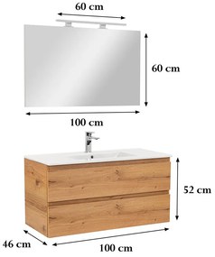 Mobilier complet de baie Vario Forte 100 stejar-stejar