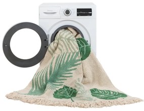 Covor pentru copii verde/crem lavabil/țesut manual din bumbac 140x200 cm Tropical Green – Lorena Canals