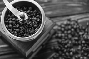 Fototapet autoadeziv mașină de măcinat cafea vintage în alb-negru