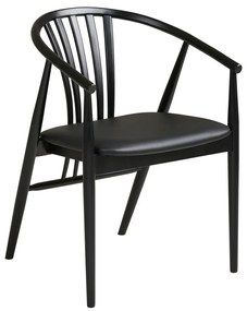 Scaun de dining Agustin, lemn de fag cu scaun PU, negru