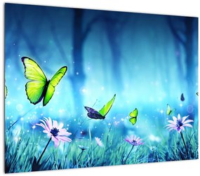 Tablou pe sticlă - Poiană mistică de pădure (70x50 cm)