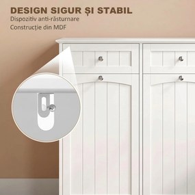 HOMCOM Dulap de Baie Economisire Spațiu cu 2 Sertare și 2 Coșuri, Alb | Aosom Romania
