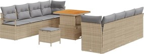 vidaXL Set de canapele pentru grădină cu pernă 11 pcs Bej poliratan