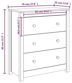 Servanta, 70x35x80 cm, lemn masiv de pin 1, Maro, Servanta cu 3 sertare