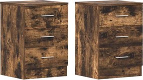 vidaXL Noptiere, 2 buc., stejar fumuriu, 38x35x56 cm, lemn prelucrat