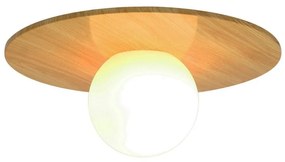 Plafoniera Rotunda cu protectie IP44 Siona aspect de lemn