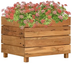 vidaXL Strat înălțat, 50x40x38 cm, lemn de tec reciclat și oțel
