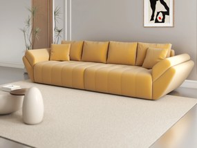 Canapea extensibilă dumonde cu ladă de depozitare si sezut confortabil din spuma high-density, Berlin Royal Mustar 300x100 cm