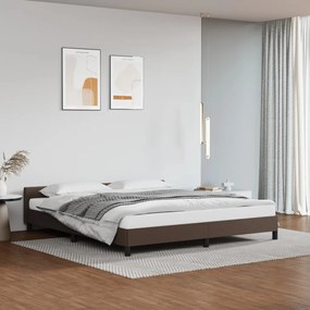 347516 vidaXL Cadru de pat cu tăblie, maro, 180x200 cm, piele ecologică
