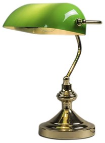 Lampa de masa clasica/lampa de notar alama cu sticla verde - Banker