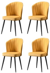 Set de scaune de sufragerie Rubi Yellow and Black,4 buc.