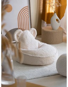 Fotoliu puf pentru copii crem cu tapițerie din țesătură bouclé Bear – Wigiwama