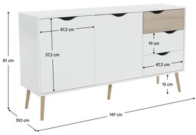 Comodă, stejar sonoma/alb, OSLO 75381