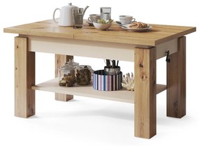 Mazzoni ASTORIA Stejar Artisan/Bej (Șampanie) - MĂSUȚĂ EXTENSIBILĂ MĂSUȚĂ DE CAFEA CU RAFT