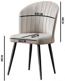 Set 4 scaune tapitate Rubi culoare negru si picioare metalice