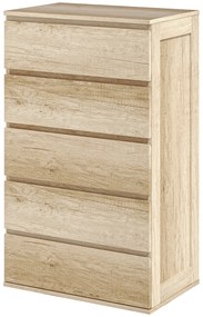 HOMCOM Comodă 5 sertare mobilier de depozitare design minimalist 60 x 38 x 100 cm lemn natural | Aosom Romania