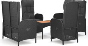 vidaXL Set mobilier de grădină cu perne, 5 piese, negru, poliratan