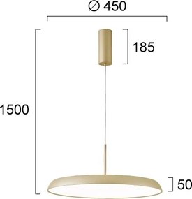 Lustră LED suspendată pe cablu ART LED/41W/230V, finisaj auriu