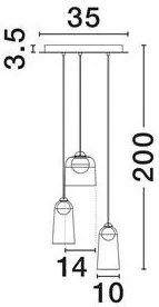 Lustra cu 3 pendule LED, Metal, Negru, Acrilic, DIONE