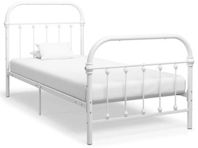vidaXL Cadru de pat, alb, 90 x 200 cm, metal