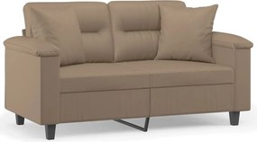 vidaXL Canapea cu 2 locuri cu pernuțe, cappuccino, 120 cm, piele eco.