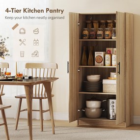 HOMCOM Dulap de Bucătărie Modern cu Rafturi Ajustabile și Uși Amortizate Lemn | Aosom Romania