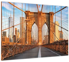 Tablou pe sticlă - Podul Brooklyn (70x50 cm)