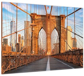 Tablou pe sticlă - Podul Brooklyn (70x50 cm)