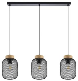 Brilagi - Pendul pe cablu BASKLITE 3xE27/15W/230V lemn de cauciuc/negru