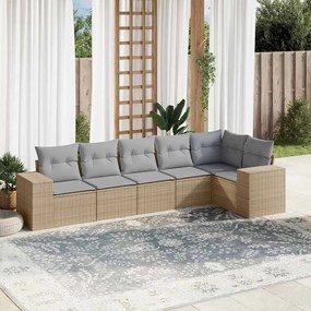 vidaXL Set canapele de grădină cu perne, 6 piese, bej, poliratan