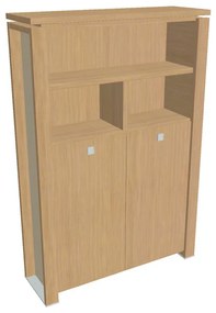 Dulap înalt pentru haine Verno+ S 140 x 46 x 210 cm, cu rafturi, stejar deschis / vanilie