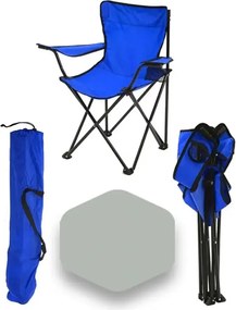 Set 2 Scaune Pliabile cu Cotiere și Suport,  Pentru Camping sau Grădină,albastru