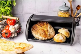 La mâna a doua: Cutie pentru paine Kinghoff KH 1723, 36 cm, Stabila si durabila, Inox, Negru