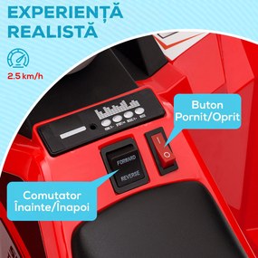 HOMCOM Quad Electric pentru Copii cu Remorcă, Pedală, Mers Înainte și Înapoi, 2,5 km/h, 18-36 Luni, Roșu | Aosom Romania