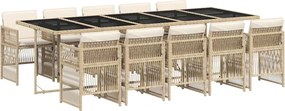 vidaXL Set mobilier de grădină cu perne, 11 piese, bej, poliratan