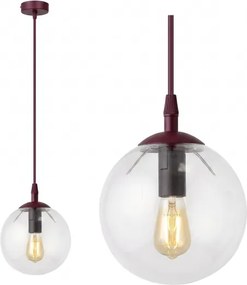 Lustră pe cablu COSMO 1xE14/10W/230V Ø 14 cm roșie/transparentă
