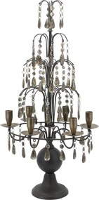 Suport pentru lumânări din metal, cu ornamente, aspect antichizat