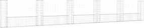 vidaXL Coș gabion în formă de U cu 6 stâlpi, 620x20x100 cm, fier