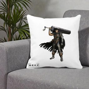 Perna Personalizata Berserk Guts Luptatorul Negru, 40x40 cm, Alba Mata, Husa Detasabila, Perna Inclusa, BEKZ®